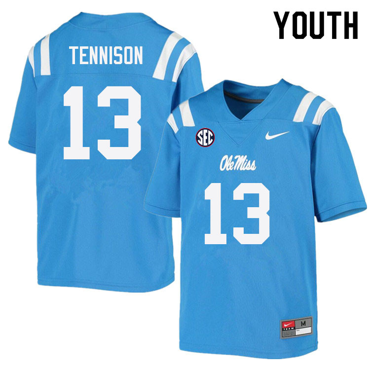 Ladarius Tennison Ole Miss Rebels NCAA Youth Powder Blue #13 Stitched Limited College Football Jersey HOJ6158OD